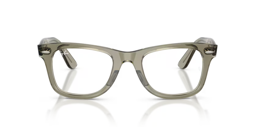 Ray-Ban 0RX4340V Wayfarer Ease Color 8541 Polished Transparent Green Propionate Frame with Clear Bio Demo Lenses