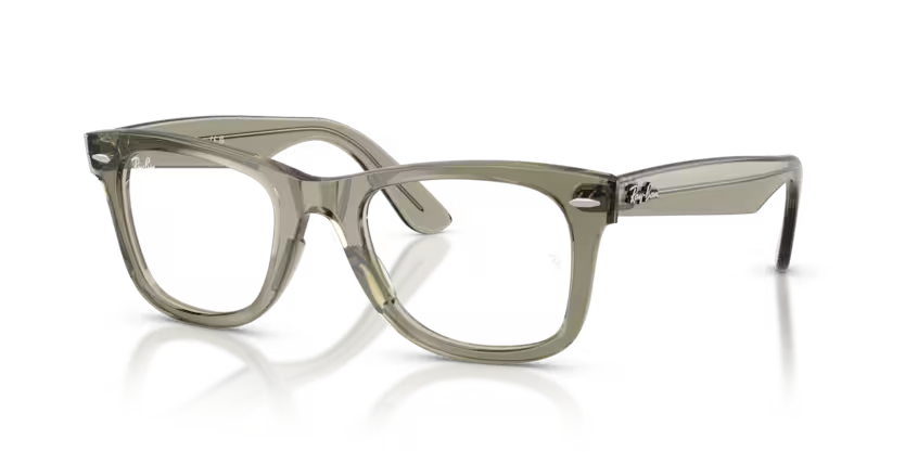 Ray-Ban 0RX4340V Wayfarer Ease Color 8541 Polished Transparent Green Propionate Frame with Clear Bio Demo Lenses
