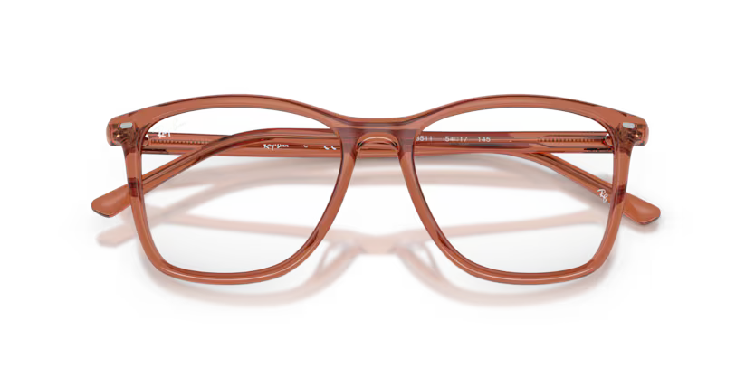 Ray-Ban 0RX5455 8511 Transparent Brown Acetate Square Optical Eyeglasses Frame