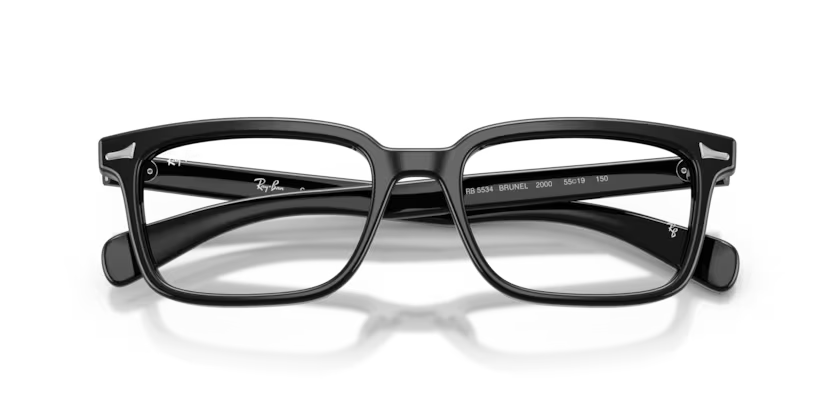 Ray-Ban 0RX5534 Brunel 2000 Black Acetate Rectangular Optical Eyeglasses Frame