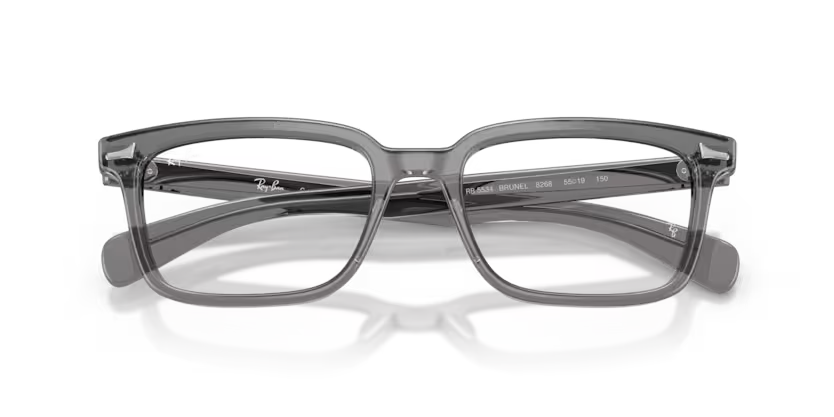 Ray-Ban 0RX5534 Brunel 8268 Transparent Grey Acetate Rectangular Optical Eyeglasses Frame