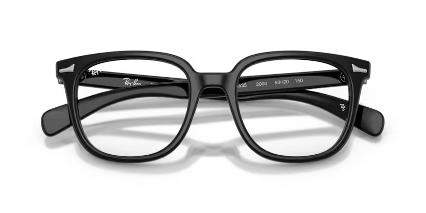 Ray-Ban 0RX5535 Brunel II Color 2000 Polished Black Acetate Frame with Clear Bio Demo Lenses