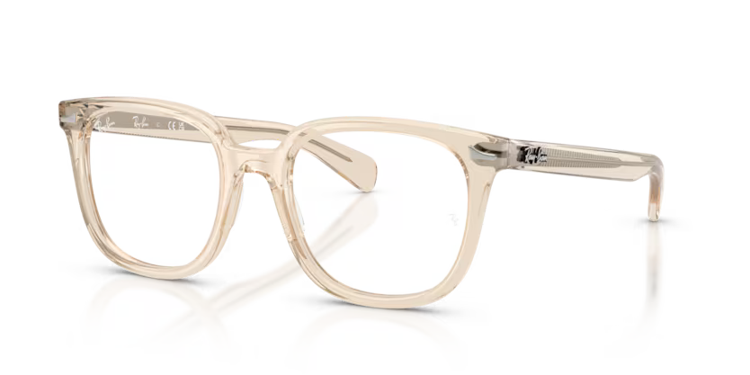 Ray-Ban 0RX5535 Brunel II 8539 Transparent Nude Acetate Square Optical Eyeglasses Frame