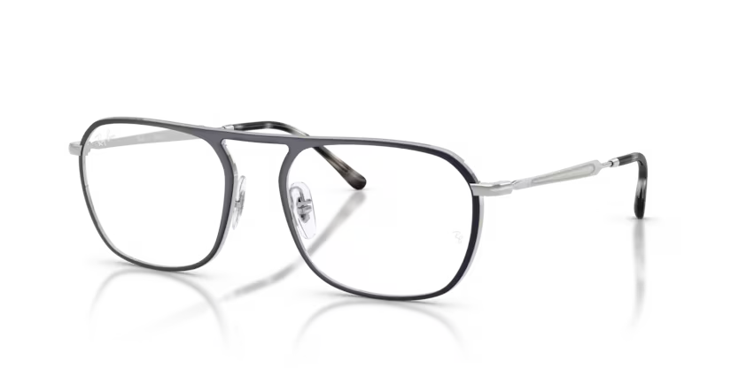Ray-Ban 0RX6548 3016 Blue & Silver Metal Keyhole Square Optical Eyeglasses Frame
