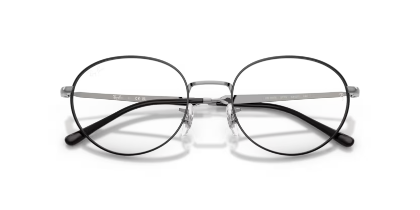 Ray-Ban 0RX6558 3179 Black on Gunmetal Metal Oval Optical Eyeglasses Frame