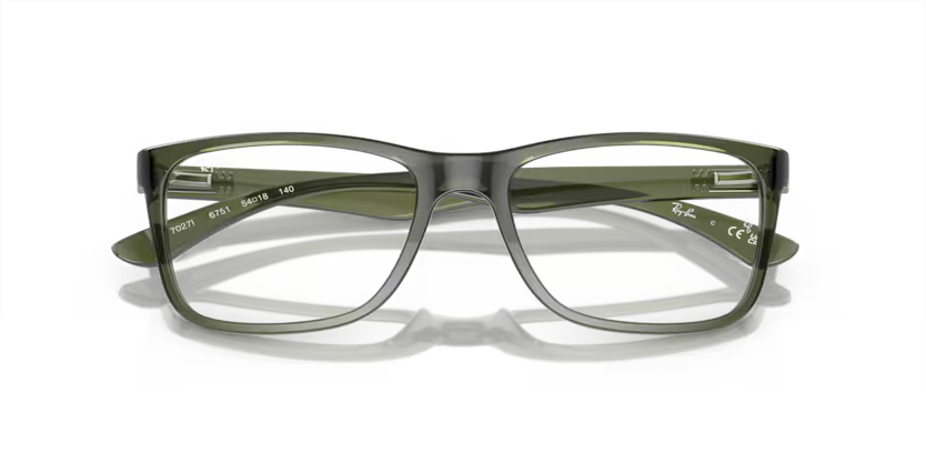Ray-Ban 0RX7027I 6751 Transparent Olive Green Square Optical Frame