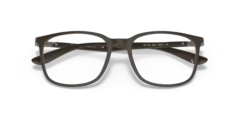 Ray-Ban 0RX7199 8063 Matte Brown PEEK & Metal Square Optical Eyeglasses Frame