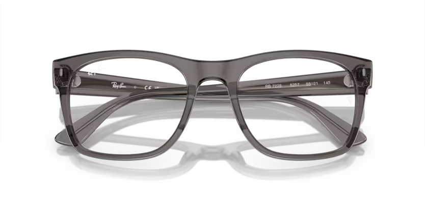 Ray-Ban 0RX7228 Color 8257 Polished Opal Dark Grey Propionate Frame with Clear Lenses