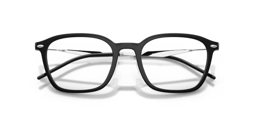 Ray-Ban RX7555 2000 Polished Black Square Prescription Optical Eyeglasses
