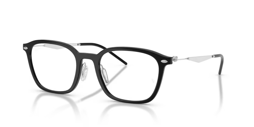Ray-Ban RX7555 2000 Polished Black Square Prescription Optical Eyeglasses