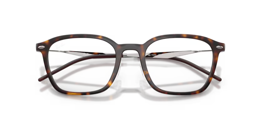 Ray-Ban RX7555 2012 Polished Havana Square Prescription Optical Eyeglasses
