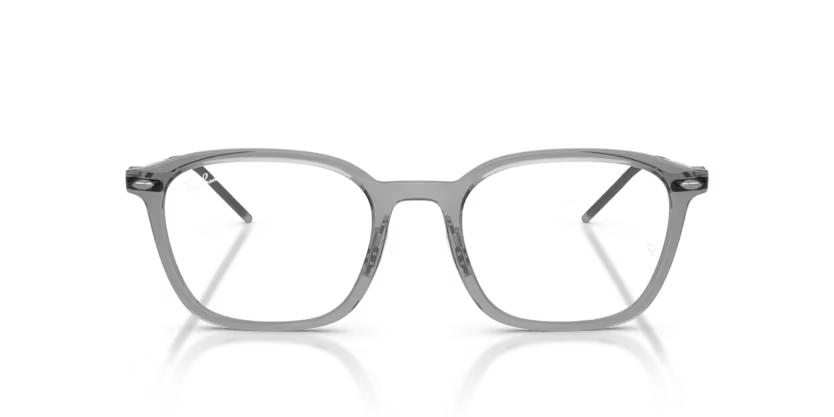 Ray-Ban 0RX7555 Color 8538 Polished Transparent Grey Propionate & Gunmetal Frame with Clear Bio Demo Lenses