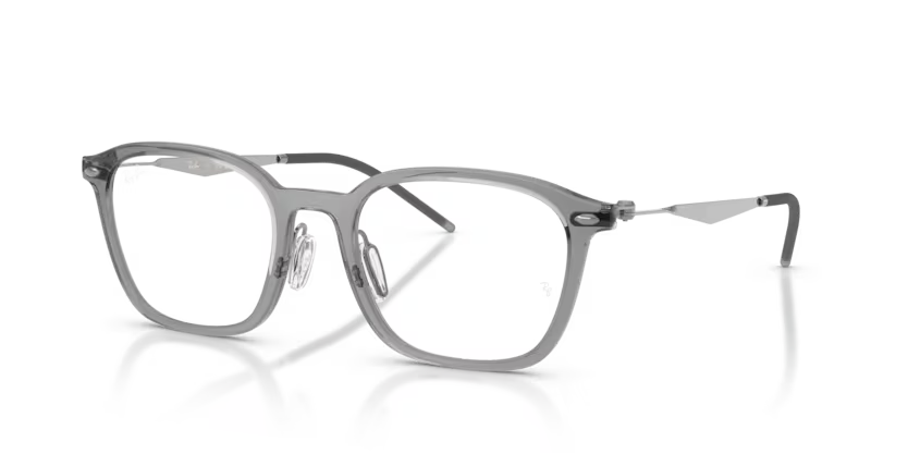 Ray-Ban 0RX7555 Color 8538 Polished Transparent Grey Propionate & Gunmetal Frame with Clear Bio Demo Lenses
