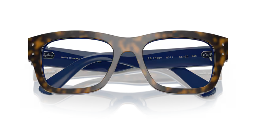 Ray-Ban Joseph 0RX7683V 8391 Havana Grey on Gradient Blue Acetate Rectangular Optical Eyeglasses Frame