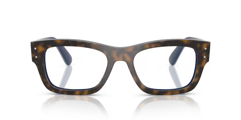 Ray-Ban Joseph 0RX7683V 8391 Havana Grey on Gradient Blue Acetate Rectangular Optical Eyeglasses Frame