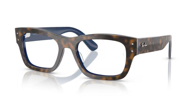 Ray-Ban Joseph 0RX7683V 8391 Havana Grey on Gradient Blue Acetate Rectangular Optical Eyeglasses Frame