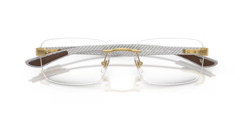 Ray-Ban Performance 0RX8423 2500 Polished Arista Gold Luxury Rimless Square Optical Frame