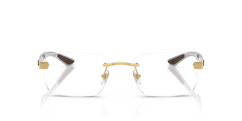 Ray-Ban Performance 0RX8423 2500 Polished Arista Gold Luxury Rimless Square Optical Frame