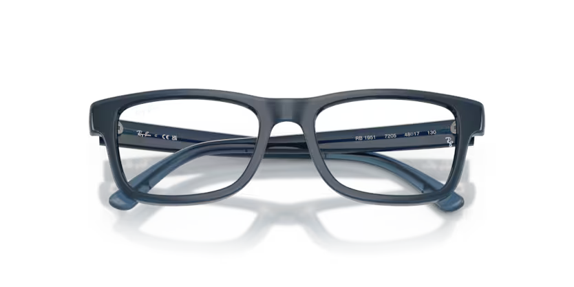 Ray-Ban Junior 0RY1951 Color 7205 Polished Blue Injected Frame with Clear Lenses