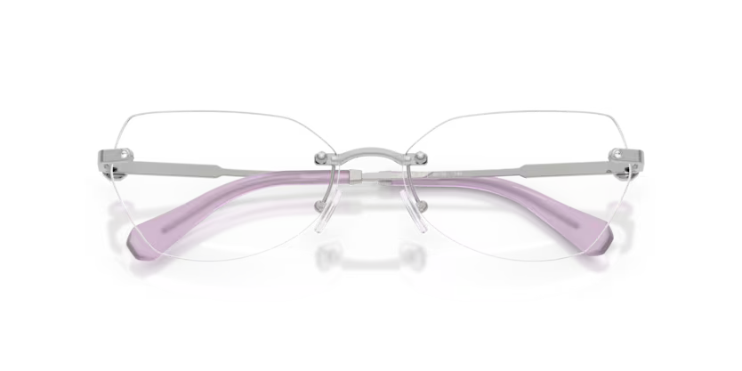 Swarovski Science of Facets 0SK1031 4001 Polished Silver Luxury Rimless Irregular Eyeglasses Frame
