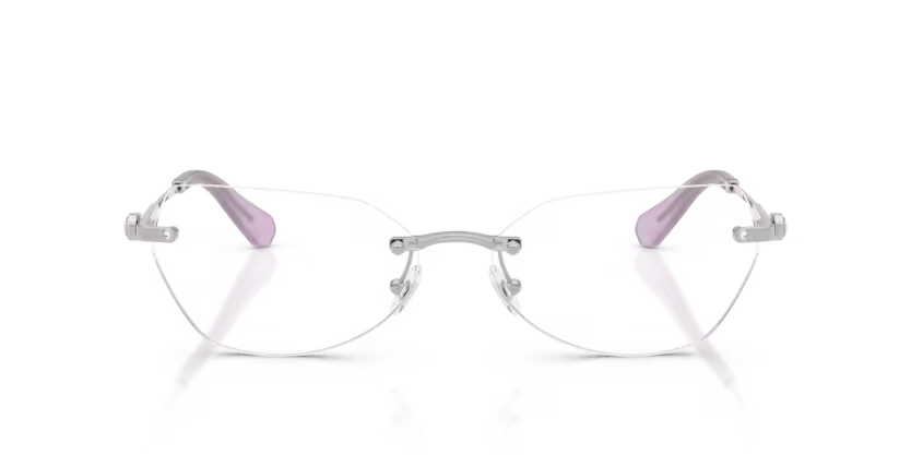 Swarovski Science of Facets 0SK1031 4001 Polished Silver Luxury Rimless Irregular Eyeglasses Frame