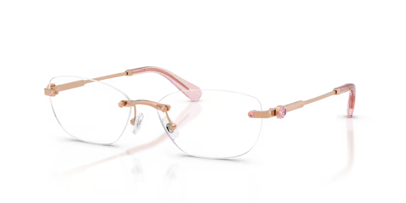 Swarovski 0SK1037 4014 Polished Rose Gold Rimless Oval Optical Frame