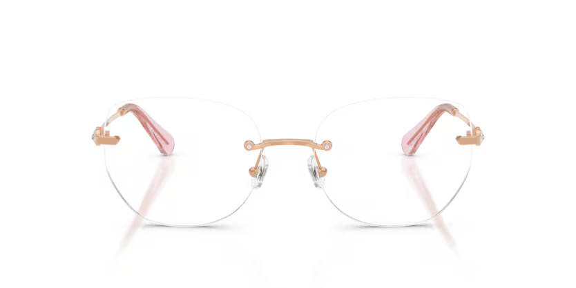 Swarovski Science of Elegance 0SK1038 4014 Polished Rose Gold Luxury Rimless Round Optical Frame