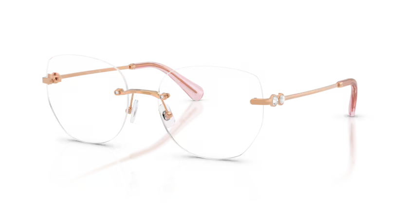 Swarovski Science of Elegance 0SK1038 4014 Polished Rose Gold Luxury Rimless Round Optical Frame