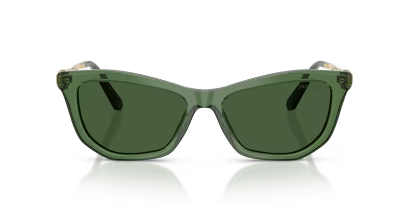 Swarovski 0SK6057 108571 Polished Transparent Green Cat Eye Sunglasses