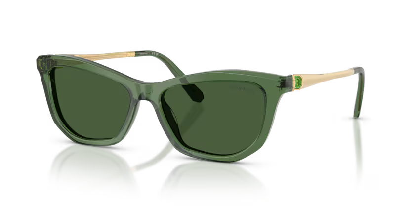 Swarovski 0SK6057 108571 Polished Transparent Green Cat Eye Sunglasses