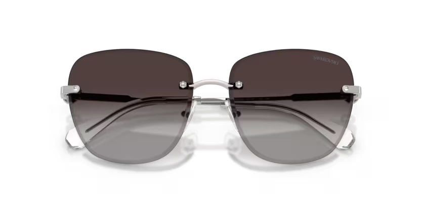 Swarovski 0SK7043 40018G Polished Silver Rimless Square Sunglasses