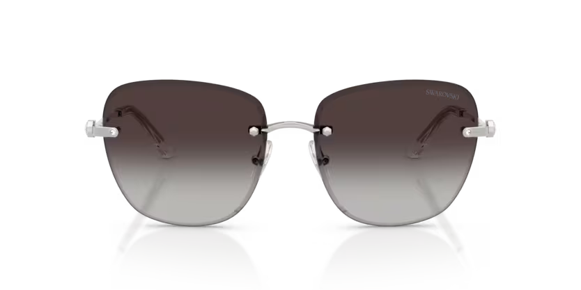 Swarovski 0SK7043 40018G Polished Silver Rimless Square Sunglasses