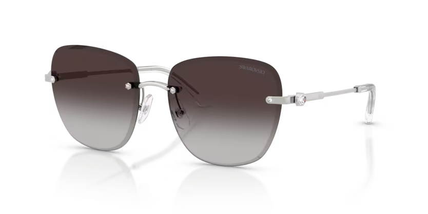 Swarovski 0SK7043 40018G Polished Silver Rimless Square Sunglasses