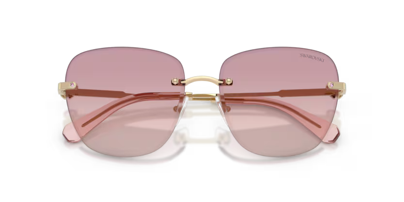 Swarovski 0SK7043 401368 Polished Pale Gold Rimless Square Sunglasses