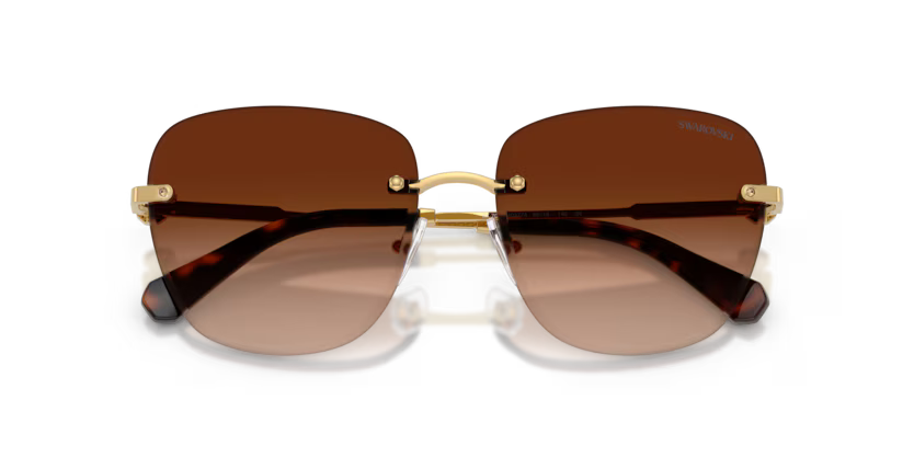 Swarovski 0SK7043 403774 Polished Gold Rimless Square Sunglasses