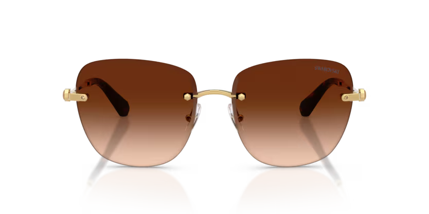 Swarovski 0SK7043 403774 Polished Gold Rimless Square Sunglasses