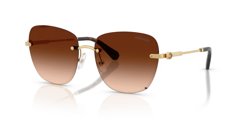 Swarovski 0SK7043 403774 Polished Gold Rimless Square Sunglasses
