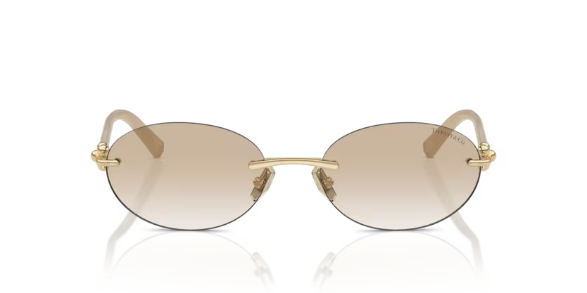 Tiffany & Co. TF3104D 617811 Pale Gold & Opal Ivory Rimless Oval Sunglasses