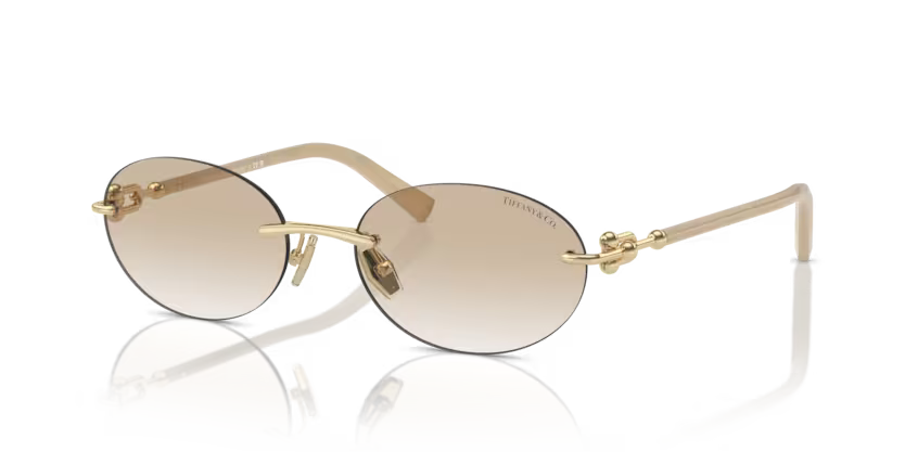 Tiffany & Co. TF3104D 617811 Pale Gold & Opal Ivory Rimless Oval Sunglasses