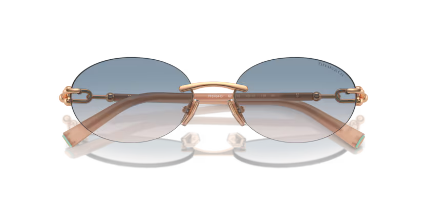 Tiffany & Co. TF3104D 621716 Rose Gold & Opal Nude Rimless Oval Sunglasses