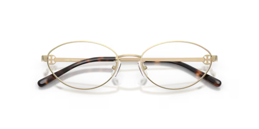 Tory Burch Miller 0TY1095 3346 Polished Shiny Light Gold Luxury Full Rim Oval Eyeglasses Frame