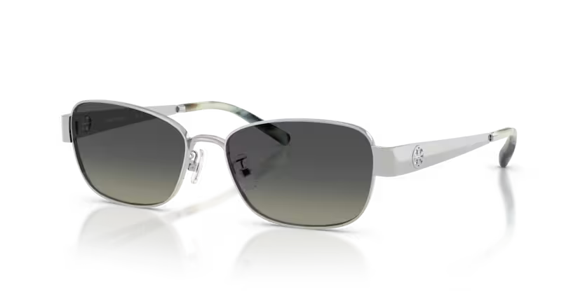 Tory Burch Miller 0TY6119 327411 Polished Silver Luxury Rectangle Sunglasses