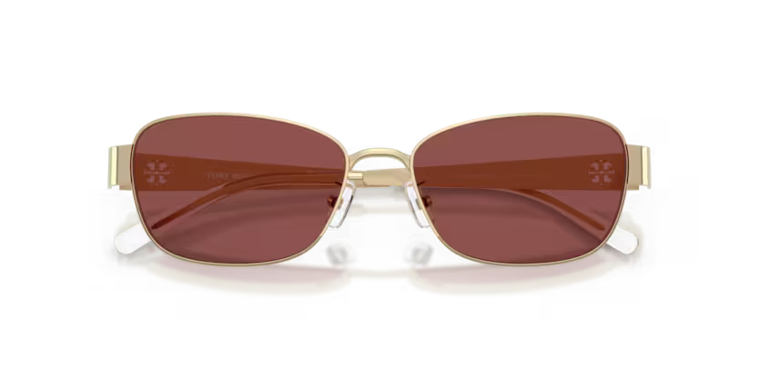 Tory Burch Miller 0TY6119 334675 Shiny Light Gold Luxury Rectangle Sunglasses