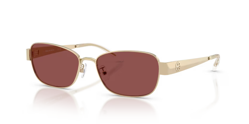 Tory Burch Miller 0TY6119 334675 Shiny Light Gold Luxury Rectangle Sunglasses