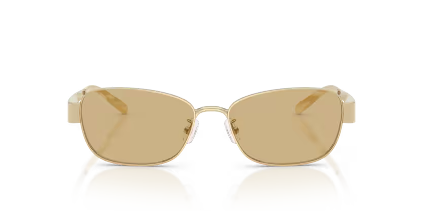 Tory Burch Miller 0TY6119 336285 Matte Brushed Light Gold Luxury Full Rim Rectangle Yellow Lens Sunglasses