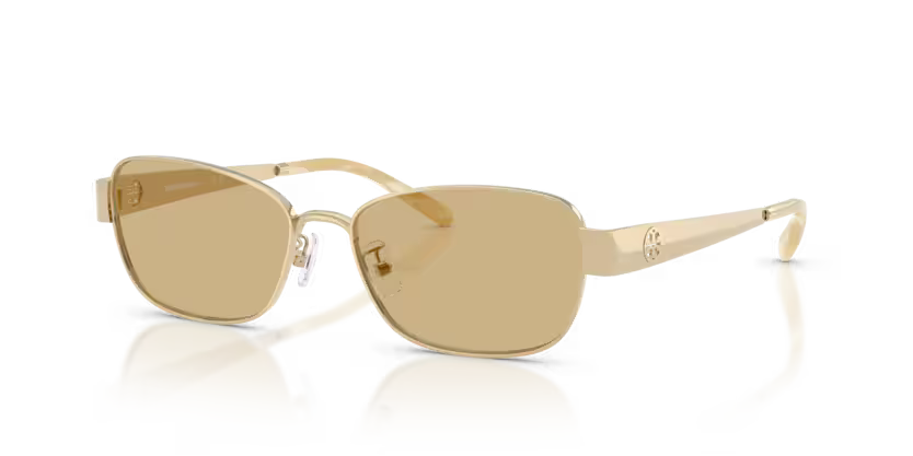 Tory Burch Miller 0TY6119 336285 Matte Brushed Light Gold Luxury Full Rim Rectangle Yellow Lens Sunglasses