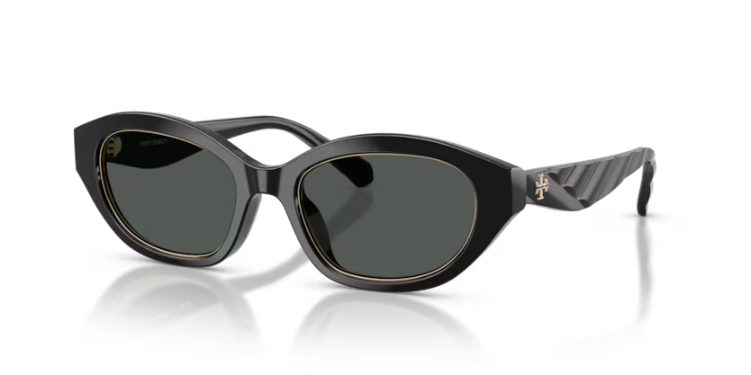Tory Burch Kira 0TY7232U 170987 Polished Black Luxury Irregular Sunglasses