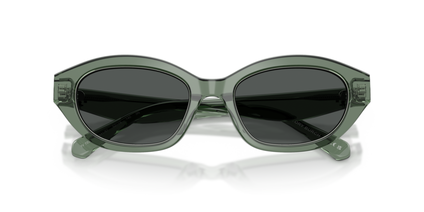 Tory Burch Kira 0TY7232U 194187 Polished Transparent Sage Luxury Irregular Sunglasses