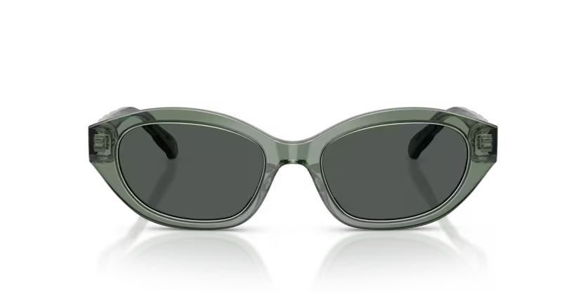 Tory Burch Kira 0TY7232U 194187 Polished Transparent Sage Luxury Irregular Sunglasses
