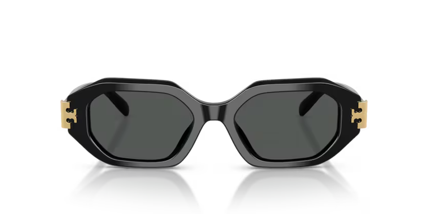 Tory Burch Eleanor 0TY7234U 170987 Polished Black Luxury Irregular Dark Grey Sunglasses